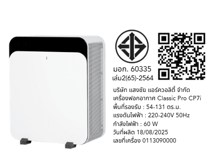 เครื่องฟอกอากาศ BLUEAIR รุ่น CLASSIC PRO CP7I (เหมาะกับพื้นที่ 54-131 ตร.ม.)_6